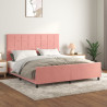 Estrutura de cama c/ cabeceira 160x200 cm veludo rosa 1
