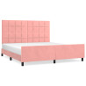 Estructura de cama con cabecero de terciopelo rosa 160x200 cm 2