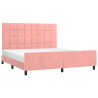 Estructura de cama con cabecero de terciopelo rosa 160x200 cm 3