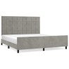 Estrutura de cama c/ cabeceira 180x200 cm veludo cinzento-claro 2