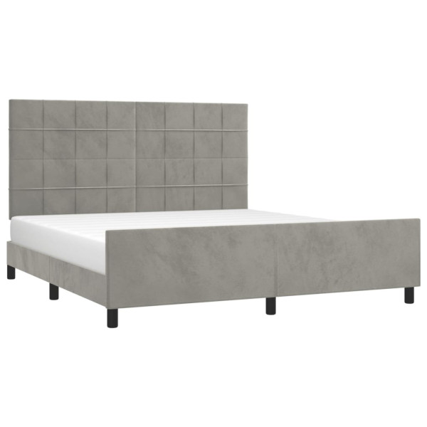 Estrutura de cama c/ cabeceira 180x200 cm veludo cinzento-claro M 3