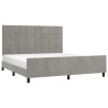 Estrutura de cama c/ cabeceira 180x200 cm veludo cinzento-claro 3