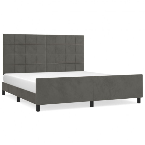 Estructura cama con cabecero terciopelo gris oscuro 180x200 cm M 2