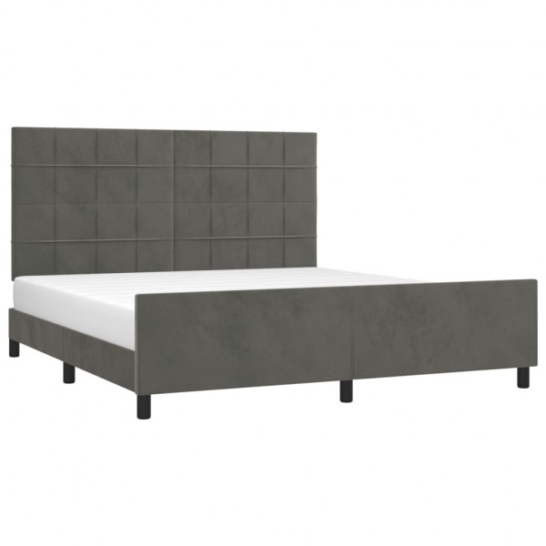 Estrutura de cama c/ cabeceira 180x200cm veludo cinzento-escuro M 3