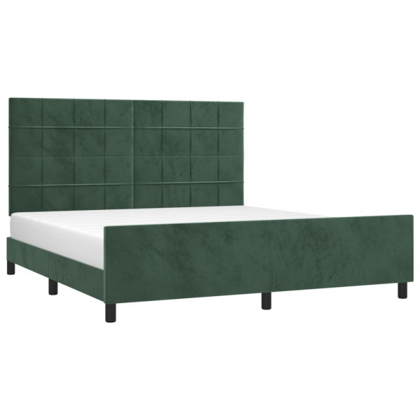 Estructura cama con cabecero terciopelo verde oscuro 180x200 cm M 3