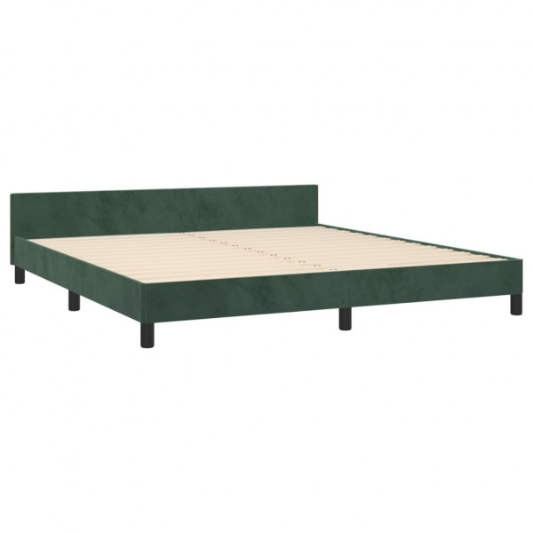 Estrutura de cama c/ cabeceira 180x200 cm veludo verde-escuro M 5