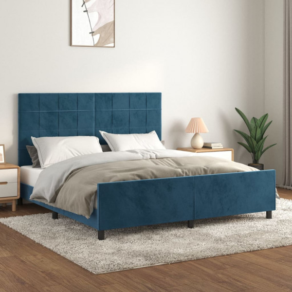 Estructura cama con cabecero terciopelo azul oscuro 180x200 cm D
