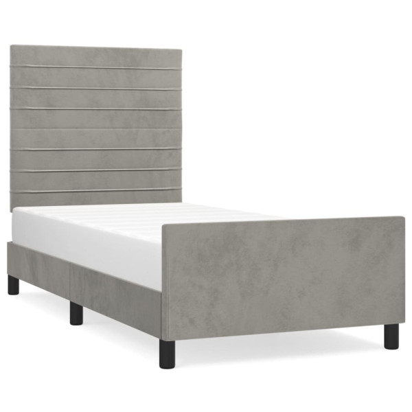Estructura de cama con cabecero terciopelo gris claro 80x200 cm M 2
