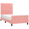 Estructura de cama con cabecero de terciopelo rosa 80x200 cm 3