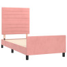 Estructura de cama con cabecero de terciopelo rosa 80x200 cm 4