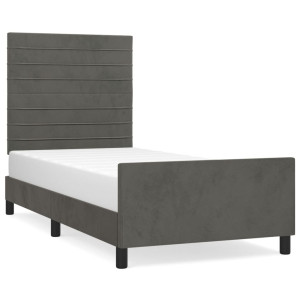 Estructura cama con cabecero terciopelo gris oscuro 100x200 cm H