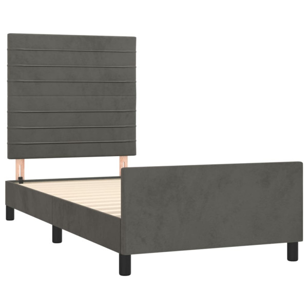 Estructura cama con cabecero terciopelo gris oscuro 100x200 cm M 4