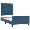 Estrutura de cama sem colchão 100x200 cm veludo azul-escuro 4