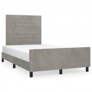 Estructura de cama con cabecero terciopelo gris claro 120x200cm H