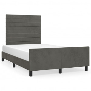 Estrutura de cama sem colchão 120x200 cm veludo cinzento-escuro H