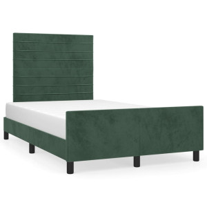 Estructura cama con cabecero terciopelo verde oscuro 120x200 cm H