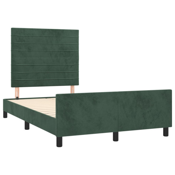 Estructura cama con cabecero terciopelo verde oscuro 120x200 cm M 4