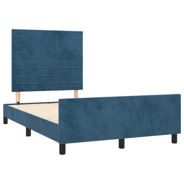 Estrutura de cama sem colchão 120x200 cm veludo azul M 4