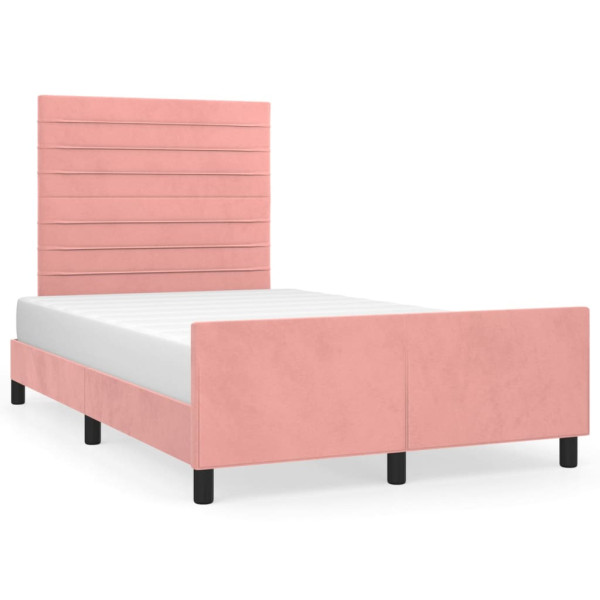 Estrutura de cama c/ cabeceira 120x200 cm veludo rosa M 2