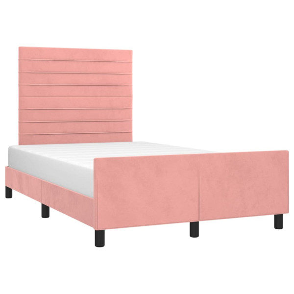 Estructura de cama con cabecero de terciopelo rosa 120x200 cm M 3