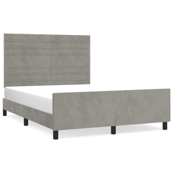 Estrutura de cama sem colchão 140x190 cm veludo cinzento-claro M 2