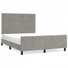 Estrutura de cama sem colchão 140x190 cm veludo cinzento-claro 2