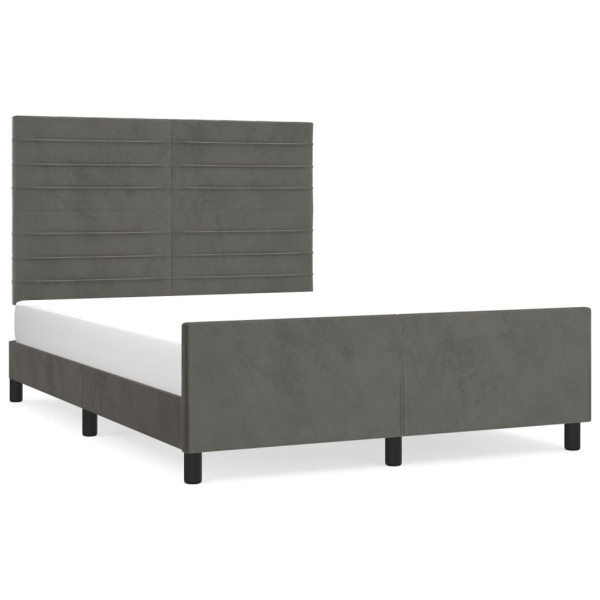 Estructura cama con cabecero terciopelo gris oscuro 140x190 cm M 2