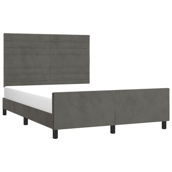 Estrutura de cama sem colchão 140x190 cm veludo cinzento-escuro M 3
