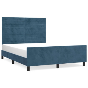 Estructura cama con cabecero terciopelo azul oscuro 140x190 cm H