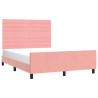 Estructura de cama con cabecero de terciopelo rosa 140x190 cm 3