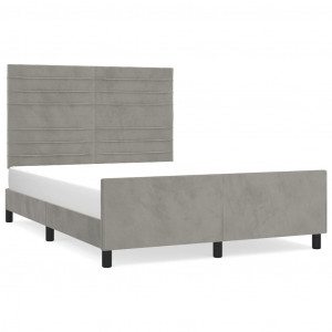 Estrutura de cama sem colchão 140x200 cm veludo cinzento-claro H