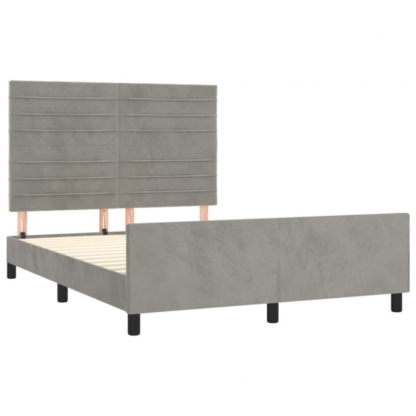 Estructura de cama con cabecero terciopelo gris claro 140x190cm M 4