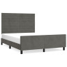 Estrutura de cama sem colchão 140x200 cm veludo cinzento-escuro 2