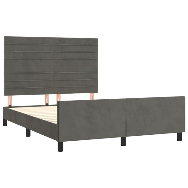 Estructura cama con cabecero terciopelo gris oscuro 140x200 cm M 4
