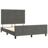 Estrutura de cama sem colchão 140x200 cm veludo cinzento-escuro 4