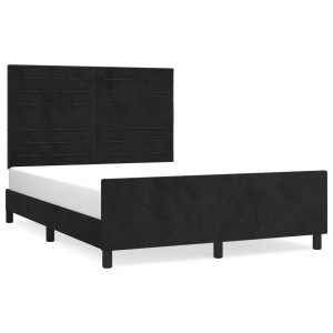 Estructura de cama con cabecero de terciopelo negro 140x200 cm H