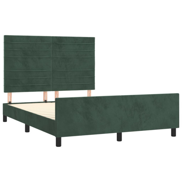Estructura cama con cabecero terciopelo verde oscuro 140x200 cm M 4