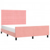 Estrutura de cama c/ cabeceira 140x200 cm veludo rosa 3