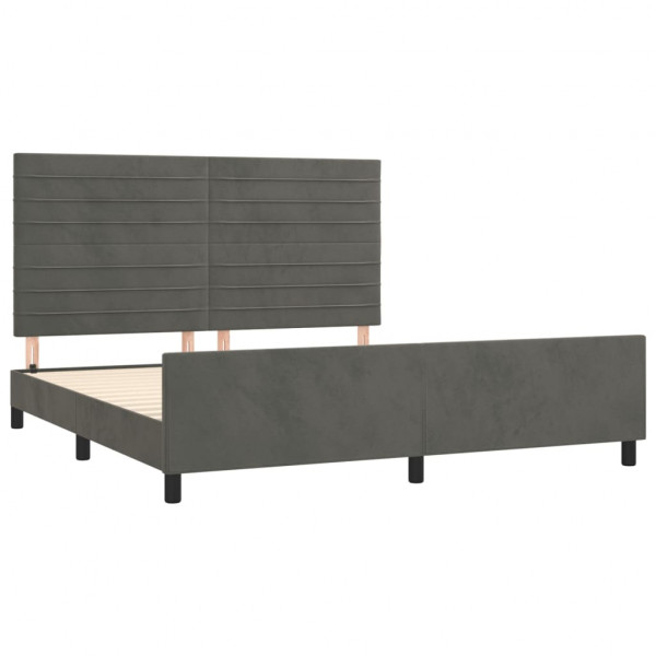 Estructura cama con cabecero terciopelo gris oscuro 160x200 cm M 4