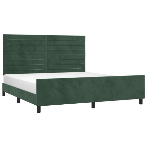 Estructura cama con cabecero terciopelo verde oscuro 160x200 cm M 3