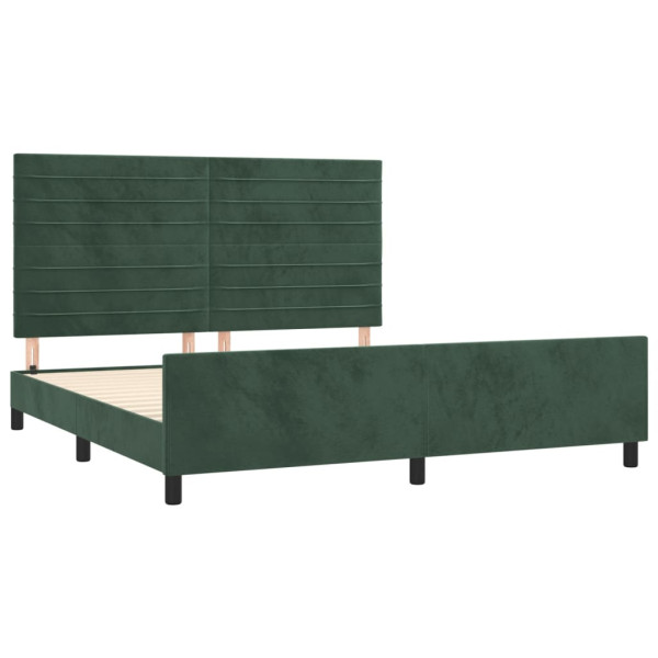 Estructura cama con cabecero terciopelo verde oscuro 160x200 cm M 4