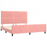 Estrutura de cama c/ cabeceira 160x200 cm veludo rosa 4