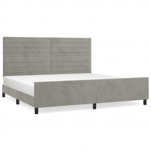 Estrutura de cama sem colchão 200x200 cm veludo cinzento-claro H