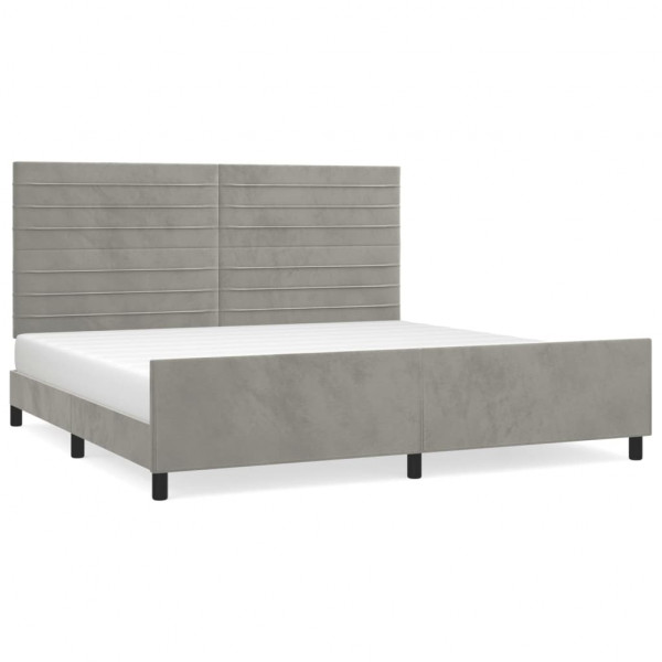 Estructura de cama con cabecero terciopelo gris claro 200x200cm M 2