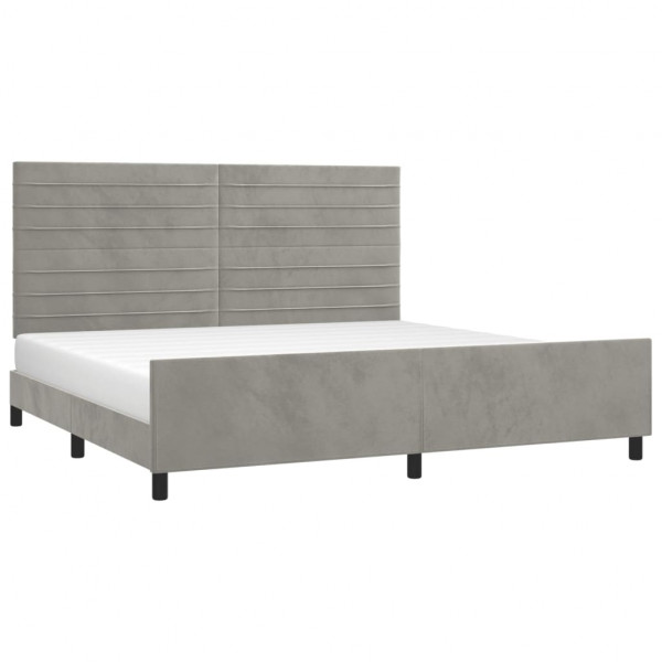 Estructura de cama con cabecero terciopelo gris claro 200x200cm M 3