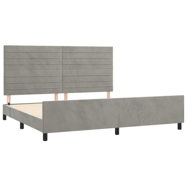 Estructura de cama con cabecero terciopelo gris claro 200x200cm M 4