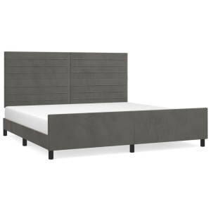 Estrutura de cama sem colchão 200x200 cm veludo cinzento-escuro H