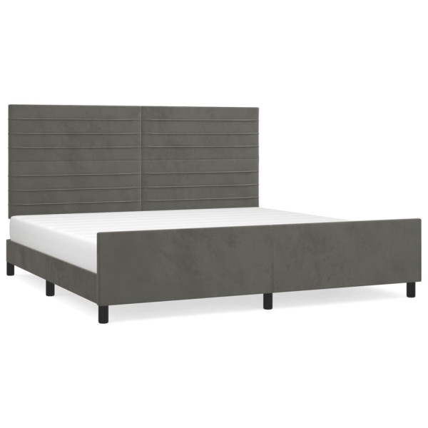Estrutura de cama sem colchão 200x200 cm veludo cinzento-escuro M 2