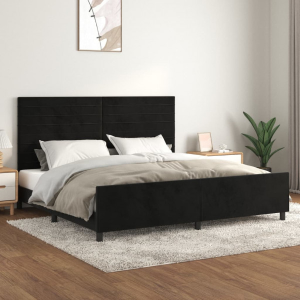 Estructura de cama con cabecero de terciopelo negro 200x200 cm D