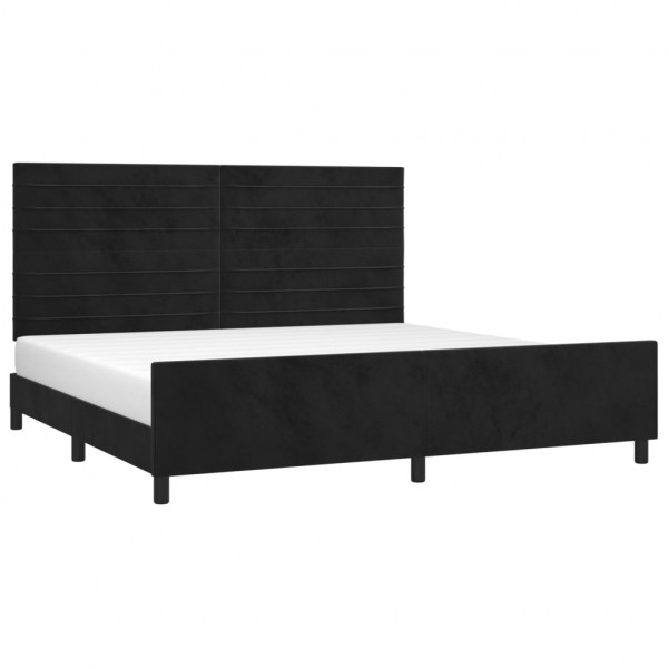Estrutura de cama sem colchão 200x200 cm veludo preto M 3